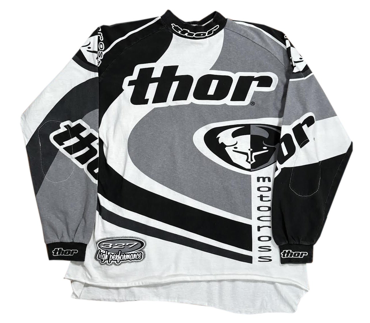 THOR モトクロスウェア Lサイズ グレー・ブラック Vintage Thor Motocross Black / Grey Jersey (Size L) — RootsBK